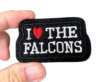 I Love the Falcons Patch – Iron-On Embroidered Mascot Badge for School Spirit Fans