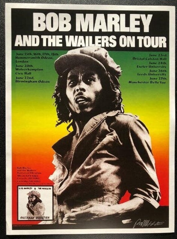 Bob Marley And The Wailers 1976 Concert Poster