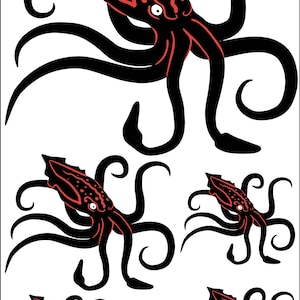 Kraken Design No.2 Stencil 7x11" Digital Download Vector File