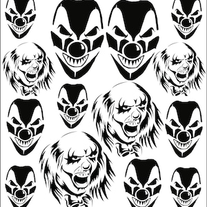 Palhaços Design No.1 Stencil 7x11" Arquivo vetorial de download digital