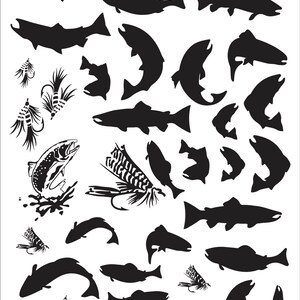 Trout Design Stencil 7x11&quot; Download Digital Vector File