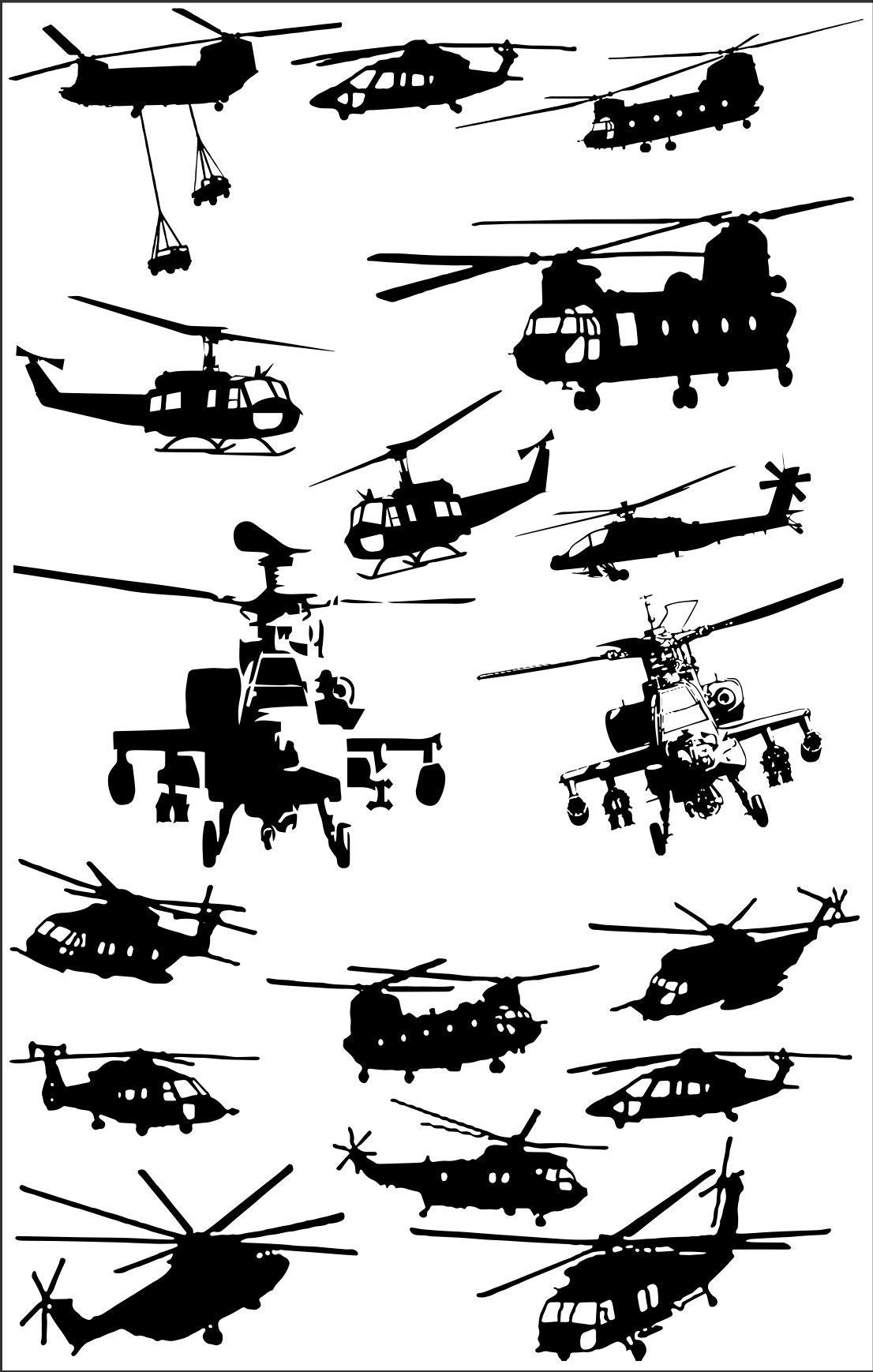 Helicopter Stencil 7x11" Design Digital Download Vector File