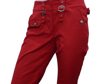 CHRISTIAN DIOR Vintage Red Pants with Straps and Buckles