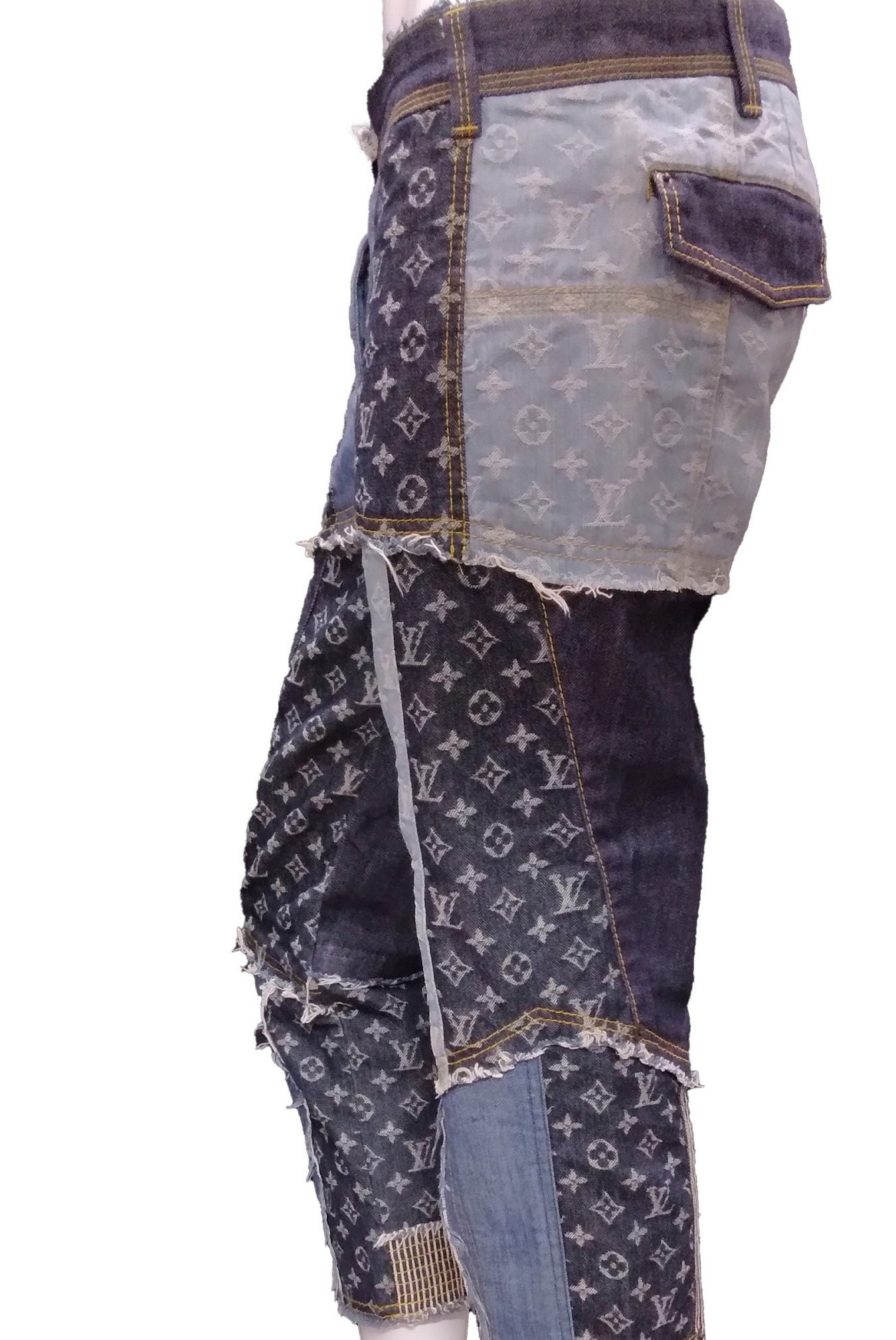 Louis Vuitton LV Monogram Patchwork Denim Pants, Men's Fashion, Bottoms,  Jeans on Carousell