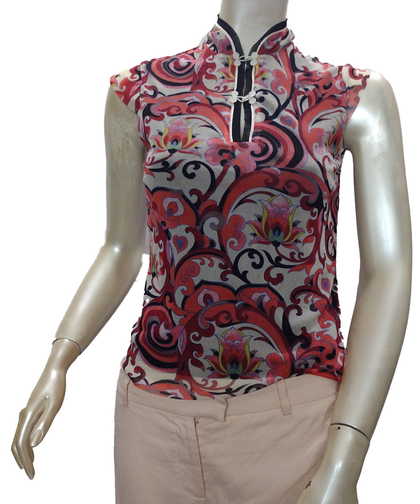 VIVIENNE TAM Multi Colored Sleeveless Sheer Vintage Blouse - Etsy VIVIENNE TAM Multi Colored Sleeveless Sheer Vintage Blouse - Etsy