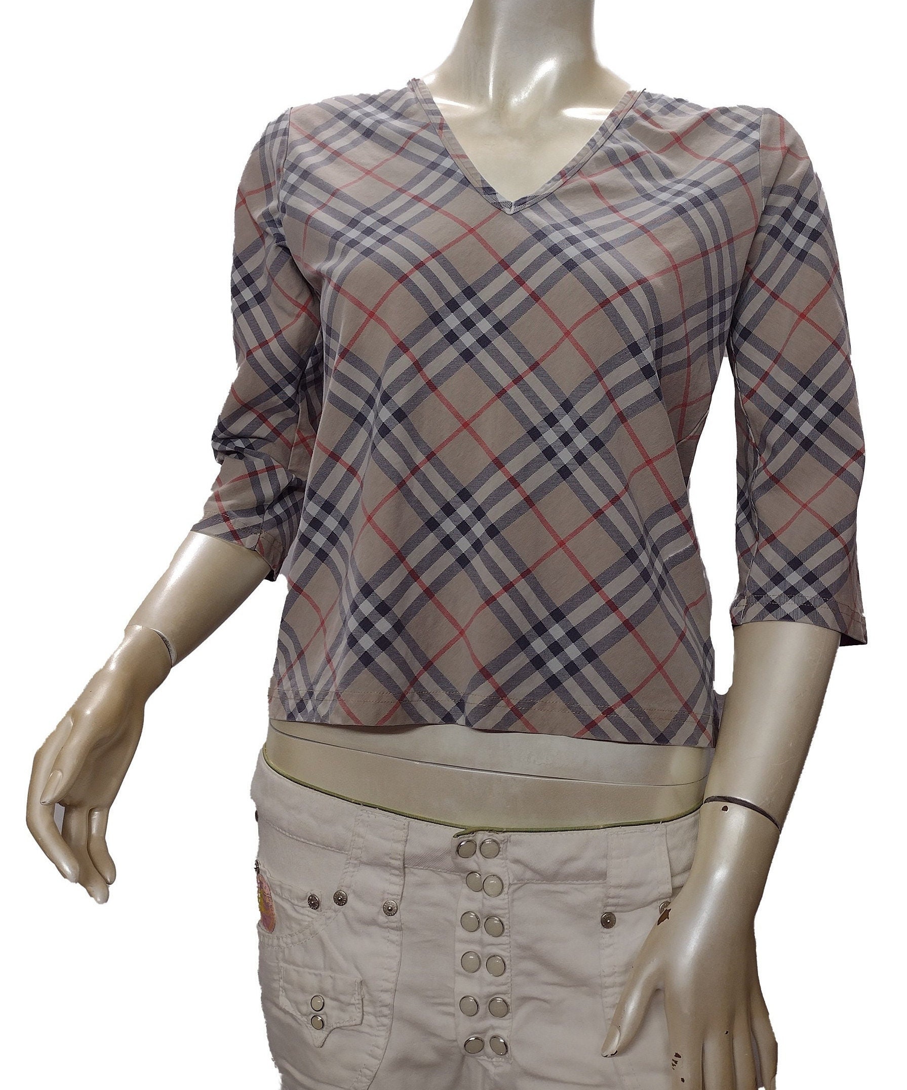 Burberry Brit Beige Nova Check Cotton Tunic Shirt XS Burberry