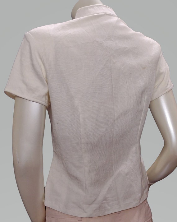 Cropped Chinese Style Blouse with Mandarin Collar - image 6