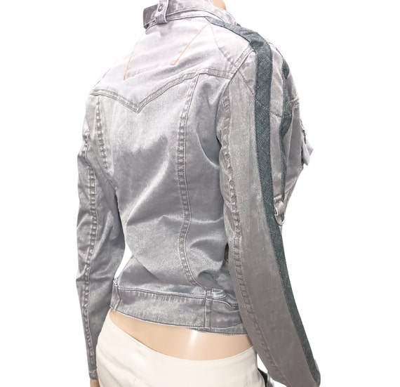 Parasuco Denim Cropped Biker Jacket Size Small - image 6