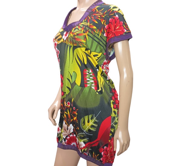 CUSTO BARECELONA Tropical Floral V-Neck Printed T… - image 2