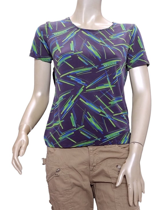 Y2K Versace Jeans Couture Geometric Print T-Shirt - image 1