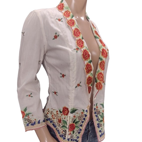 Anna Sui Vintage Y2K Anna Size 6 Embroidered Flor… - image 8