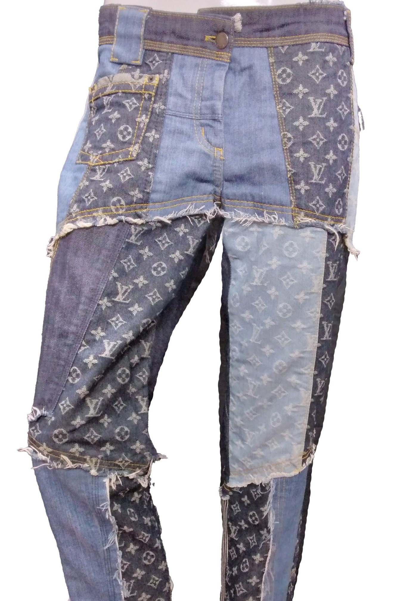 LOUIS VUITTON Blue Denim Monogram Patchwork Vintage Jeans LV -  Israel