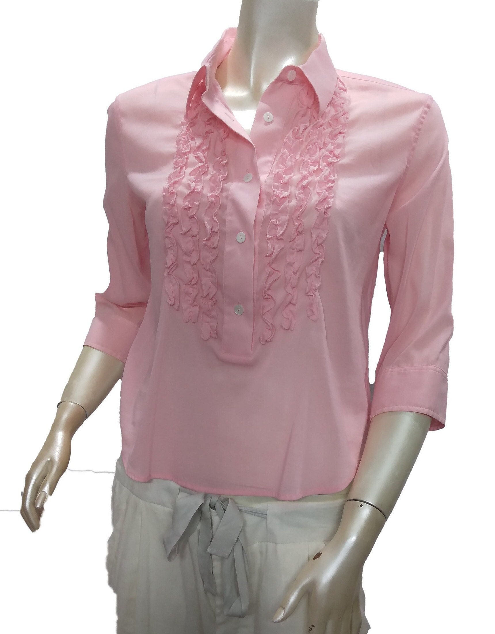 roze jurk shirt roze manchetknop shirt jaren 80 formeel shirt Kleding Herenkleding Overhemden & T-shirts Overhemden Vintage jaren 80 roze Franse manchet jurk shirt 