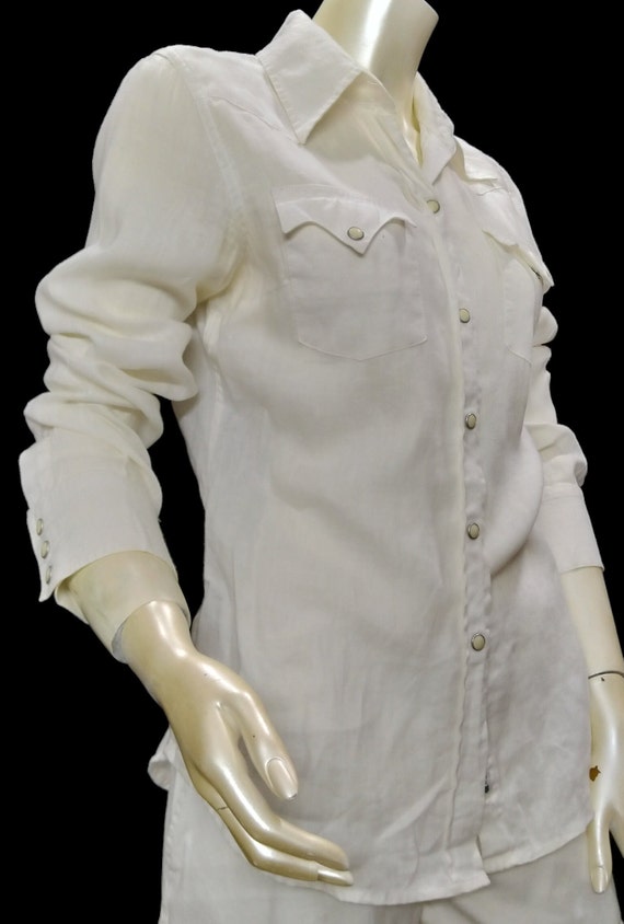 Vintage LUCKY BRAND White Long Sleeve Blouse - image 2