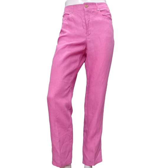 Ralph Lauren Vintage Pink Linen Pants Size 4 - image 3