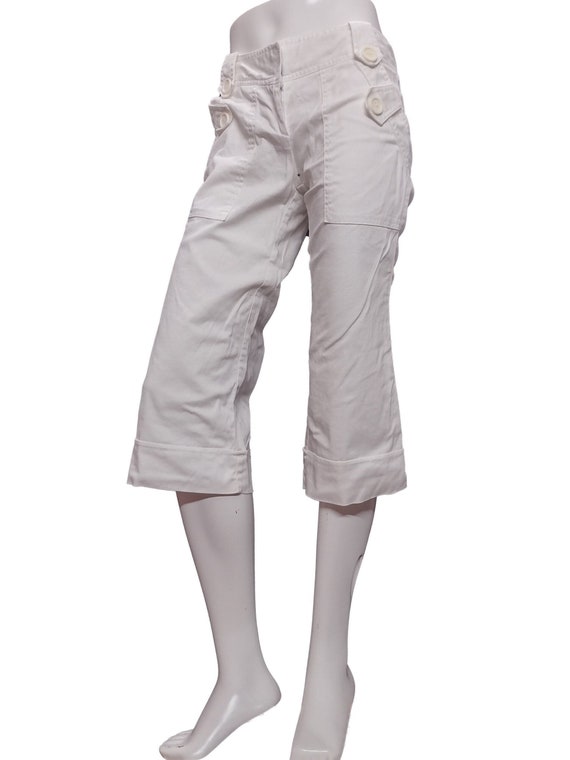 Y2K Women's White Cargo Capri Pants Size 6 