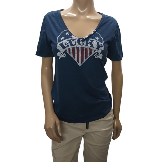 Lucky Brand Red, White, and Blue V-neck Stars and Stripes T-shirt Size Large  