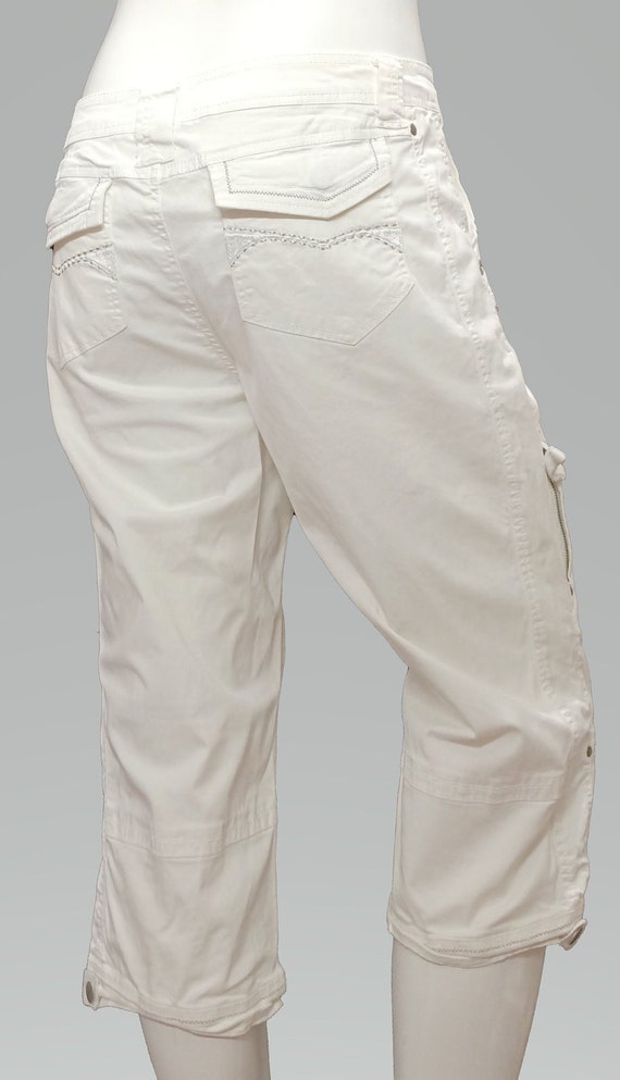 CACHÉ Vintage Cropped White Jeans Size 8 - image 5