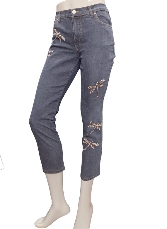 Anna Molinari Jeans Y2K Cropped with Crystal Dragonfl… - Gem