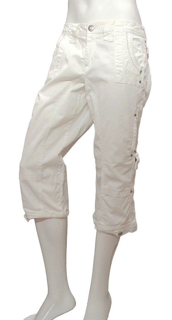 CACHÉ Vintage Cropped White Jeans Size 8 - image 1