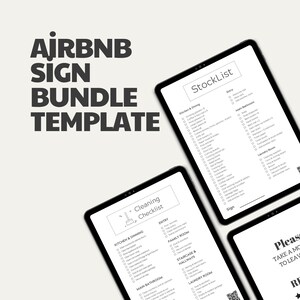 Paquete de plantillas editables para letreros de Airbnb, normas de la casa de alquiler, estación de código QR (descarga digital)