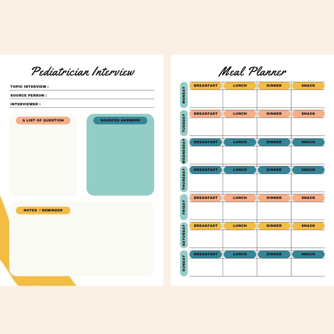 Pregnancy Planner Bundle - Printable Templates for First-time Moms ...