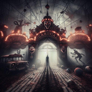 Eerie Carnival Entrance Halloween Poster: Spooky Circus Digital Download for Horror-Themed Wall Decor