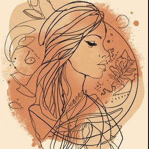 Minimal Boho Woman Wall Art – Abstract Female Silhouette – Printable Art for Home Decor