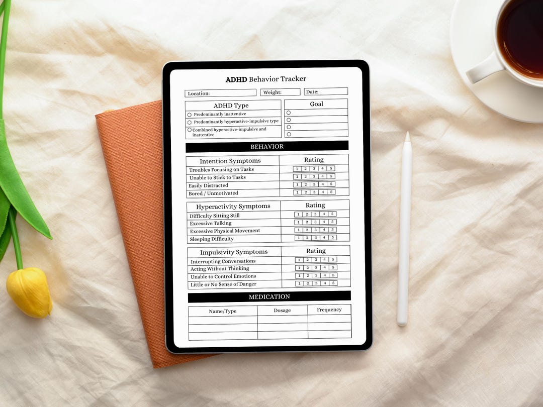 ADHD Behavior Tracker Printable, Symptom Log and Medication Sheet ...