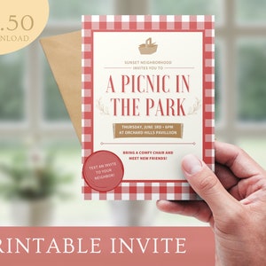 EDITABLE Neighborhood Block Party Invite, Bbq Picnic Summer Party, Announcement Flyer, Digital File, Picnic Invitation, INSTANT DOWNLOAD