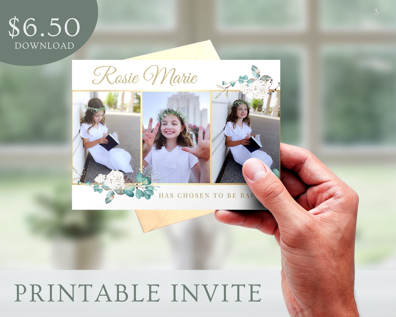 EDITABLE Baptism Invitation Template, LDS Baptism Invitation Girl ...