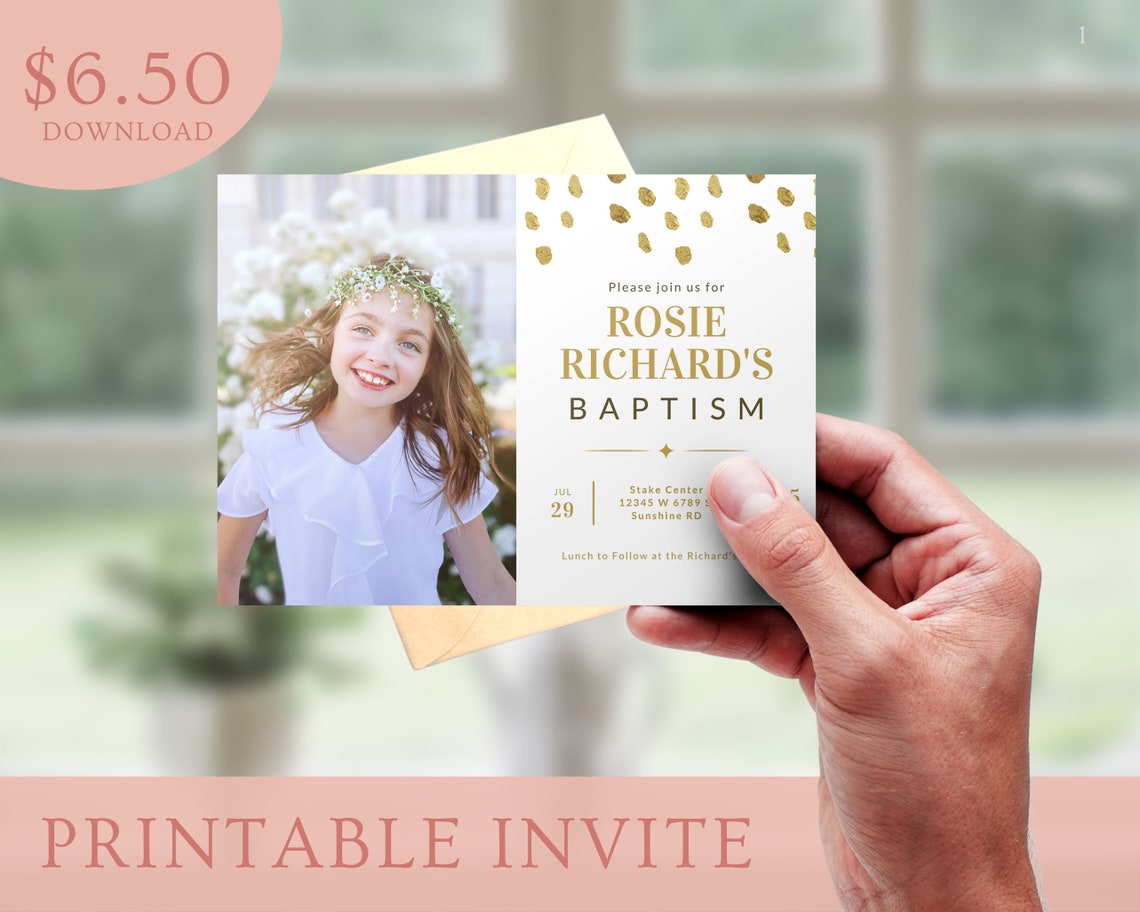 EDITABLE Baptism Invitation Template, LDS Baptism Invitation Girl ...