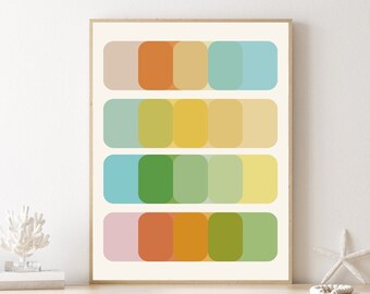 Wandkunst, Mid-Century-Druck, moderner Druck, Retro-Poster, bunte Kunst, Drucke, Kunstdruck, Retro-Poster, Boho-Kunst