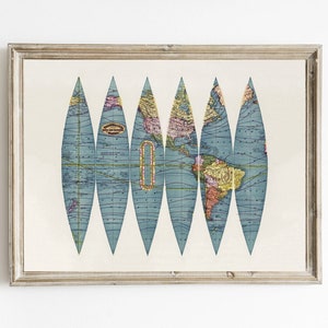 Affiche de carte du monde vintage, Impressions de globe vintage, Décor de bureau, cadeau pour lui, décor de chambre d'ado, Art de mur rétro