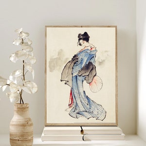 Japanese Portrait Print, Japanese Art, Vintage Art, Japanese Decor, Digital Downloads, Vintage Japanese Women Print, Vintage Painting