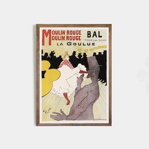 Art deco poster, retro poster, show poster, poster art, Moulin Rouge, vintage parisien theater poster, Toulouse-Lautrec, french cancan art