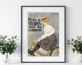 Art deco bike poster, retro poster, advertising poster, poster art, bicycle advertising, retro bicycle art, kitchen art, advertising print