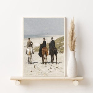 Vintage Strand-Reitkunst | Vintage-Wandkunst für das Strandhaus | gedämpfte Meereskunst | süßes Kinderzimmerdekor