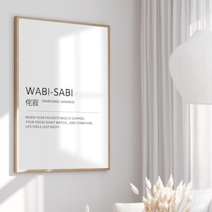 WABI-SABI définition | Minimalist Kawaii Wall Art with Japanese Word | Digital Dictionary Art Print | Japan Lover Gift for Kitchen or Office