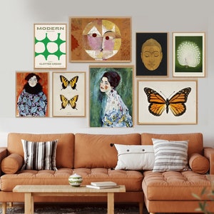 Conjunto de pared de galería de 8 pinturas vintage para una decoración ecléctica, Descarga digital para una colorida galería de arte gitano