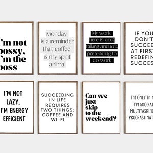 Coworker Gift Ideas | Funny Office Quotes | Printable Wall Art Set | Boss Appreciation Digital Download gift | creatif art for workspace