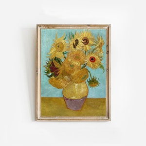 Van Gogh Sunflower Print for Eclectic Wall Art, Sunflower Poster, Digital Poster Download, Digital Art