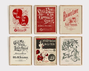 vintage valentine prints | set of 6 vintage posters | old romantic engravings | valentine decor | vintage posters | printable wall art