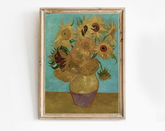 vintage flower print, XIX century painting, Van Gogh art, vintage print, printable art, french country decor, vintage art, sunflowers, 4