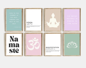 yoga wall art | set of 6 PRINTABLES | yoga room decor | home gym decor | yoga poster | zen decoration | gift for yogis | digital download