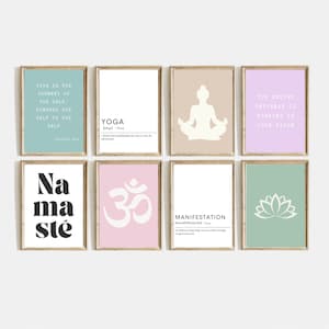 Yoga-Wandkunst | Satz von 6 AUSDRUCKEN | Yoga-Raum-Dekor | Heim-Fitness-Dekor | Yoga-Plakat | Geschenk für Yogis