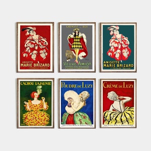 Conjunto de 6 carteles publicitarios antiguos de Leonetto Cappiello I publicidad con personajes de la corte real I decoración de carteles retro