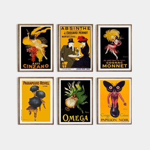 Set mit 8 Leonetto Cappiello Vintage-Werbeplakaten I Vintage-Plakatkunst I Retro-Plakatdekor I Retro-Werbung