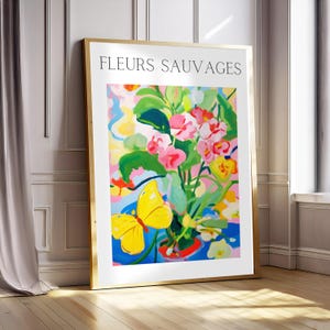 Wildflower Pastel Wall Art | Colorful Minimalist Floral Print | Boho Flower Poster for Living Room or Bedroom | Digital Download Artwork
