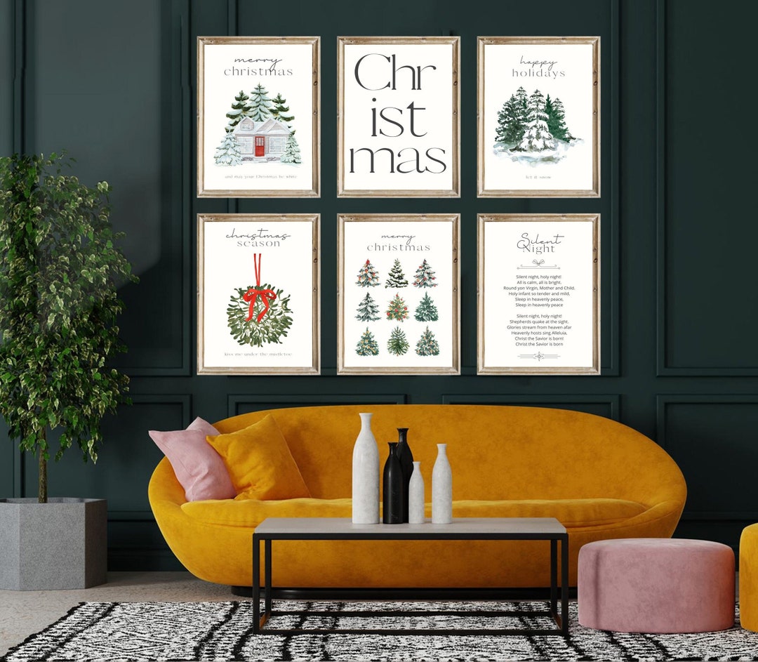 Modern Christmas Wall Art Christmas Set of 6 Prints Etsy